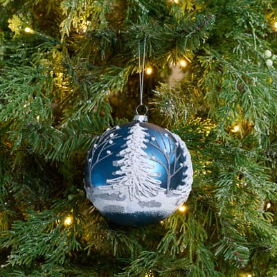 Snowy Winter Scene Ball Ornament