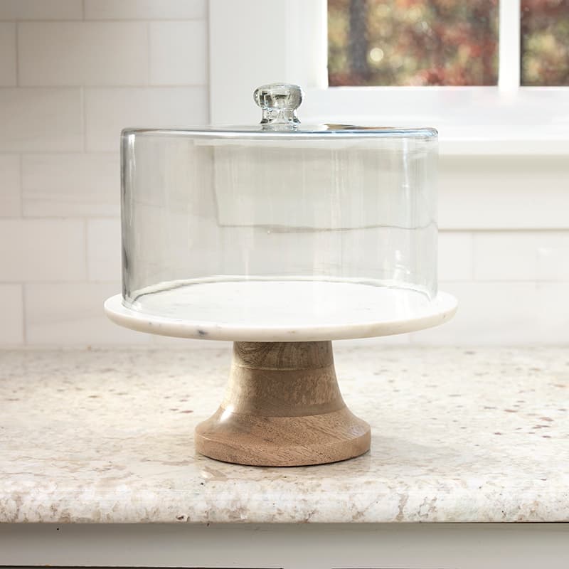 Buy Marble Cake Stand with Glass Cloche