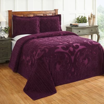 Ashton Plum Tufted Chenille Bedspread - Twin