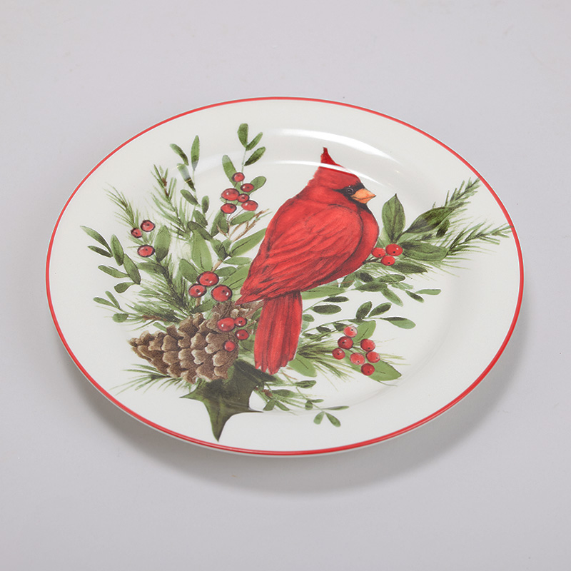 Stoneware Cardinal Salad Plate- Right Facing - Cracker Barrel