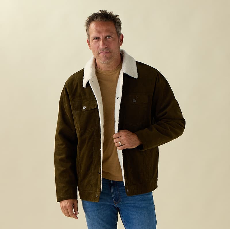 Green Corduroy and Sherpa Jacket - Cracker Barrel
