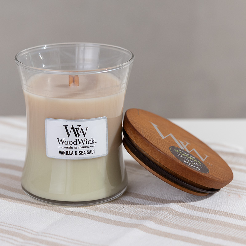 WoodWickreg; 9.7 Oz. Vanilla Sea Salt Hourglass Jar - Cracker Barrel