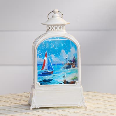 Sail Boat Lantern Glitter Globe