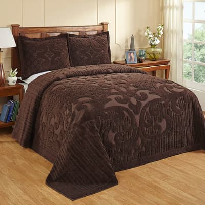 Ashton Chocolate Tufted Chenille Bedspread - King