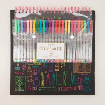 12" Sketchbook with 25 Piece Gel Pens