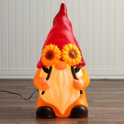 Gnome with Sunflowers Blow Mold
