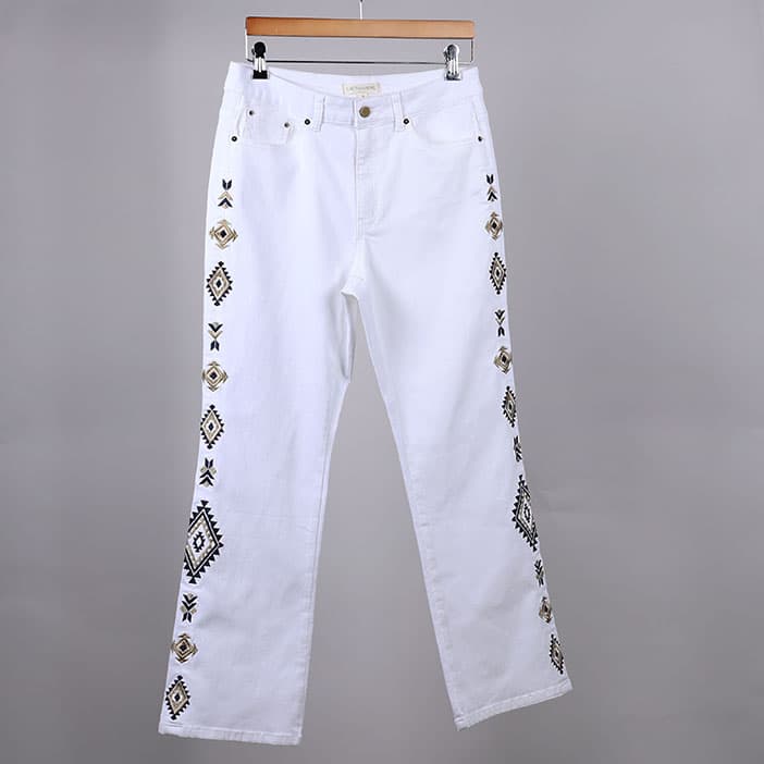 White on sale embroidered jeans