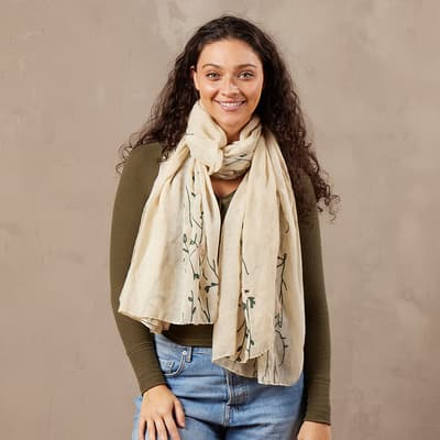 Blush Floral Embroidered Scarf