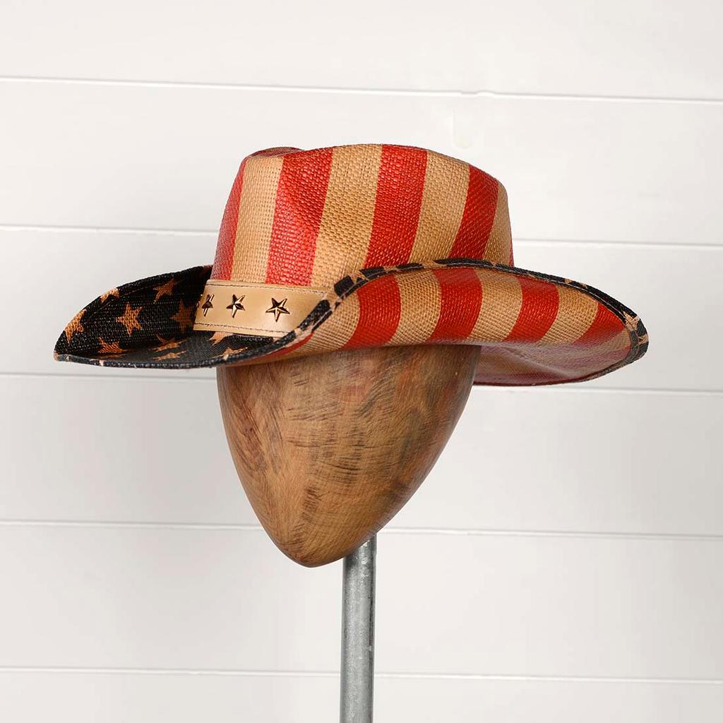 Red white and blue cowboy sales hat