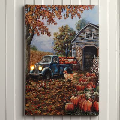 Light Up Blue Truck Canvas