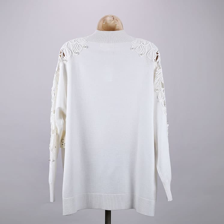 White sweater cheap with pearls