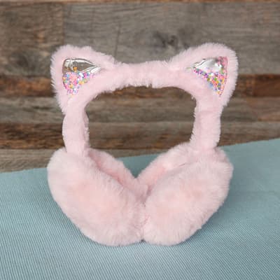 Toddler Cat Ear Shaker Faux Fur Pink Earmuffs