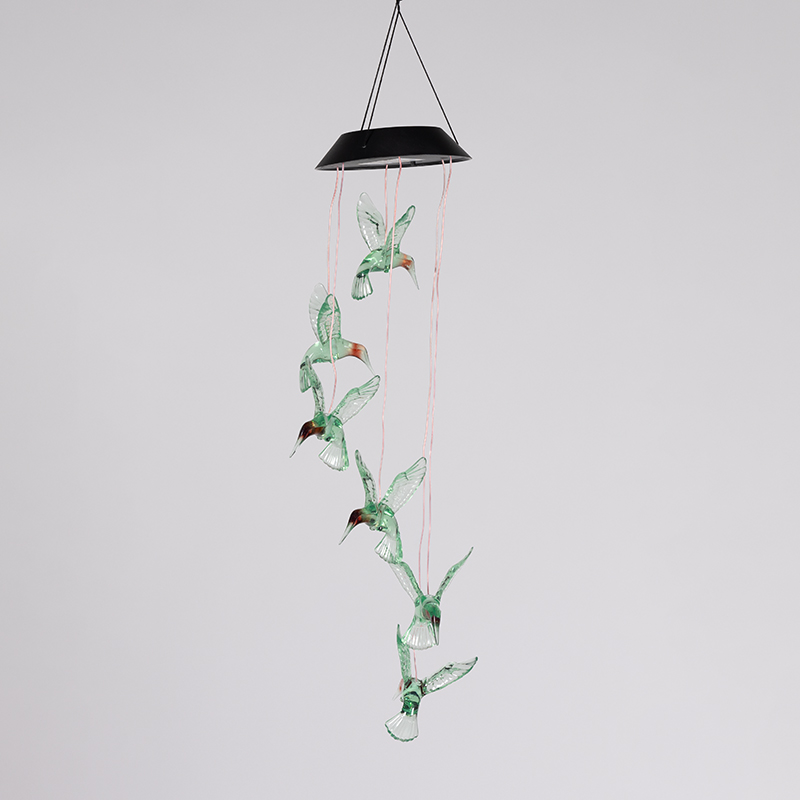 Solar Hummingbirds Hanging Windchime Cracker Barrel