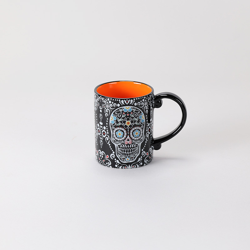 Metallic Sugar Skull Tumbler with Straw - Cracker Barrel