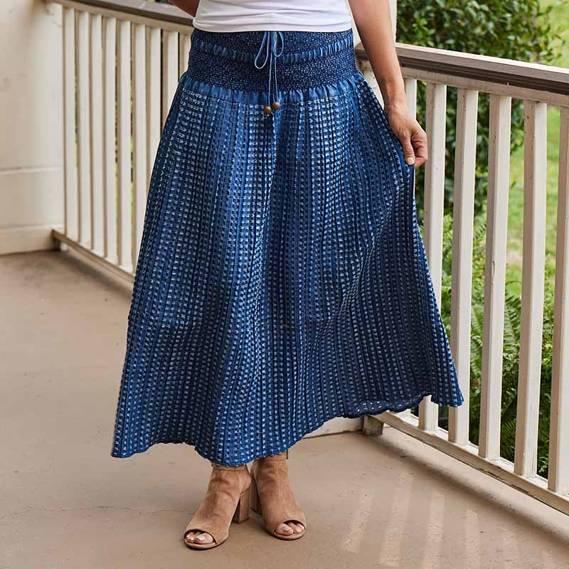 Textured Denim Maxi Skirt Horse - Cracker Barrel