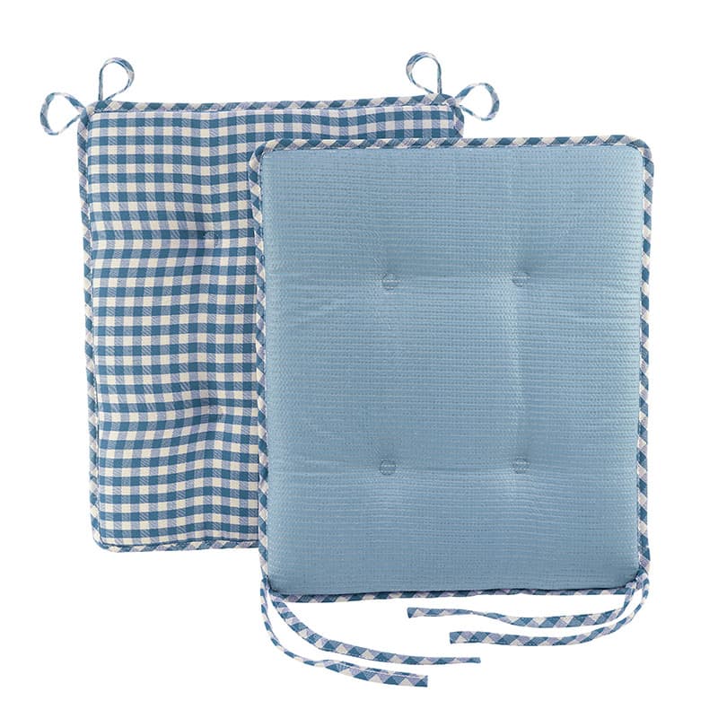 Blue Non-Slip Gingham Rocking Chair Cushion Set Cracker Barrel