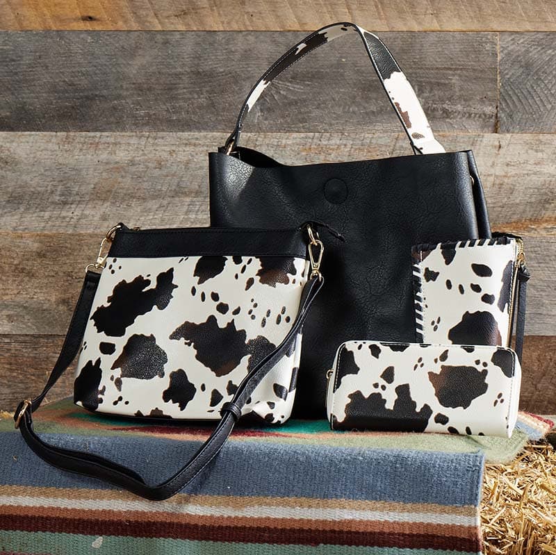 Black Cow Print Pocket 3 in 1 Bag Cracker Barrel