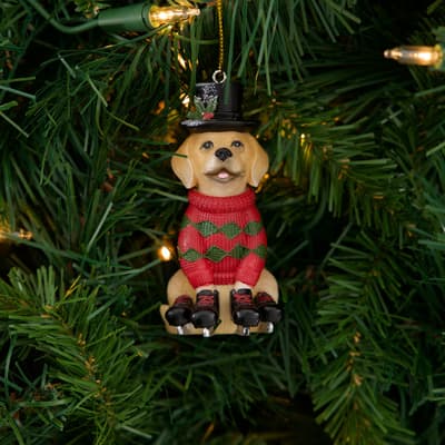 Skating Dog Ornament
