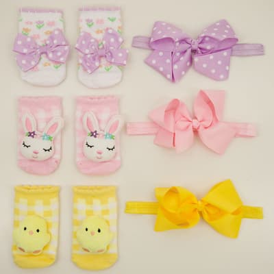 Infant Headband and Rattle Sock Set