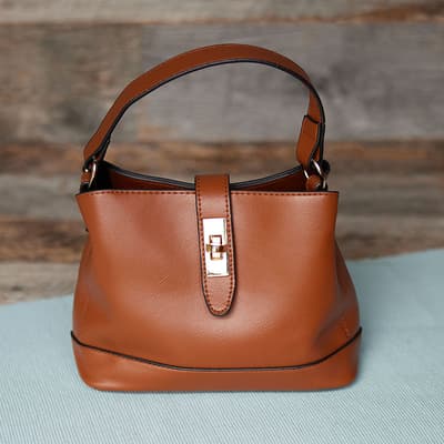 Tan Crossbody Bucket Bag