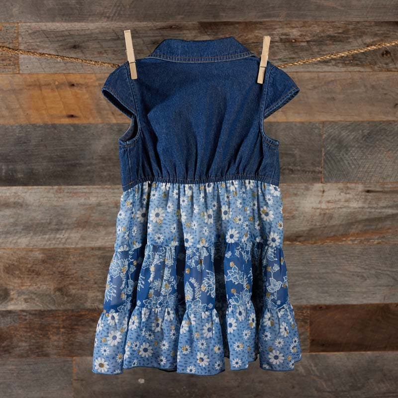 Toddler Denim Shirt Floral Dress - Cracker Barrel