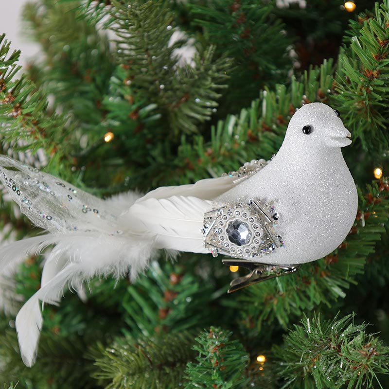 White Glitter Butterfly Clip Ornament - Cracker Barrel