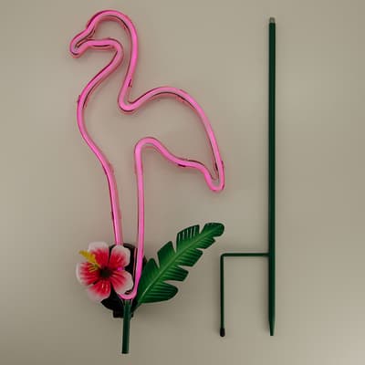 Solar Neon Flamingo Yard Stake