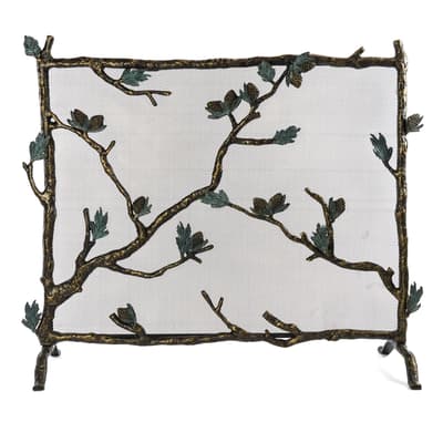 Aluminum Branch and Pinecone Fireplace Screen