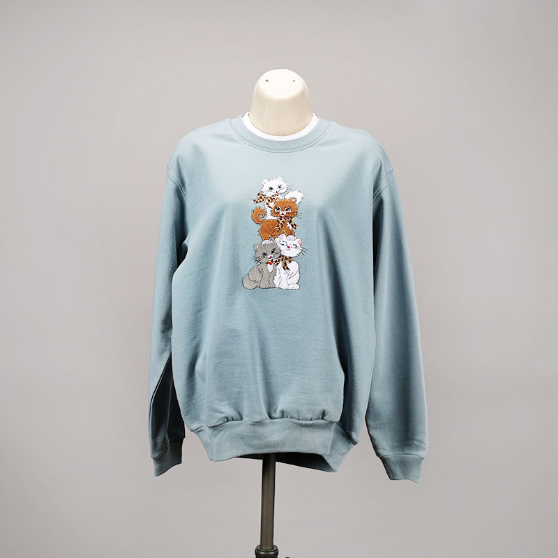 Stacked Cats Blue Fleece Pullover Cracker Barrel