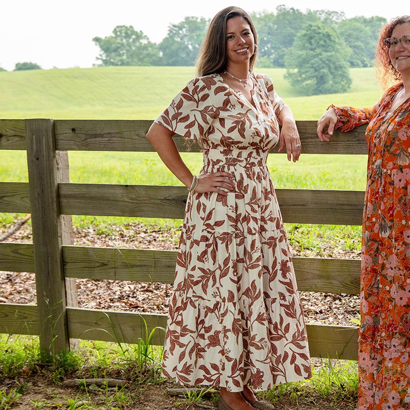 Rust Print Ivory Maxi Dress - Cracker Barrel