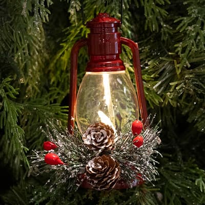 LED Light Up Red Lantern Ornament