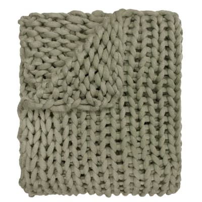 Chunky Knitted Throw - Sage