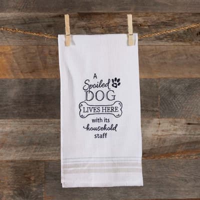 Spoiled Dog Embroidered Tea Towel