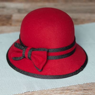 Toddler Red Cloche Hat with Bow