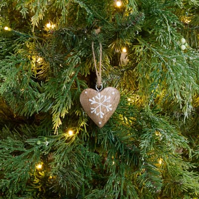 Wooden Heart with Snowflake Ornament