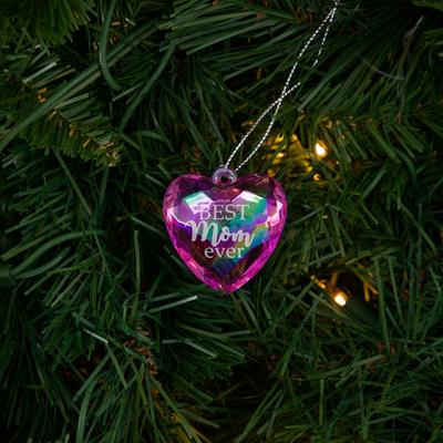 Best Mom Ever Iridescent Acrylic Heart Ornament