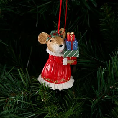 Girl Mouse with Gift Ornament