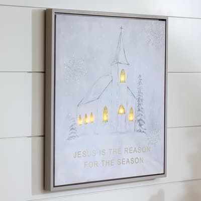 Lighted Church Jesus Is Reason Canvas