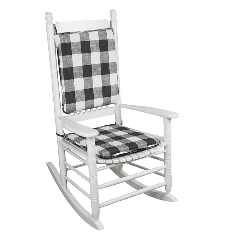 Black Non Slip Check Rocking Chair Cushion Set