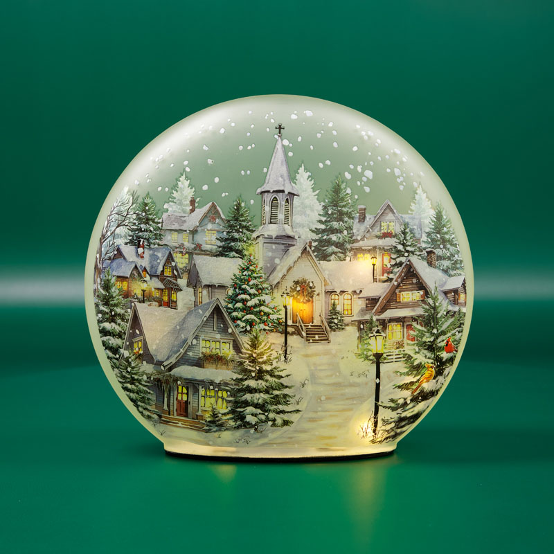 LED Glass House And Church Scene - Cracker Barrel