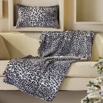 Leopard Print Pillow and Throw Set