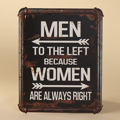 Men to the Left Metal Sign
