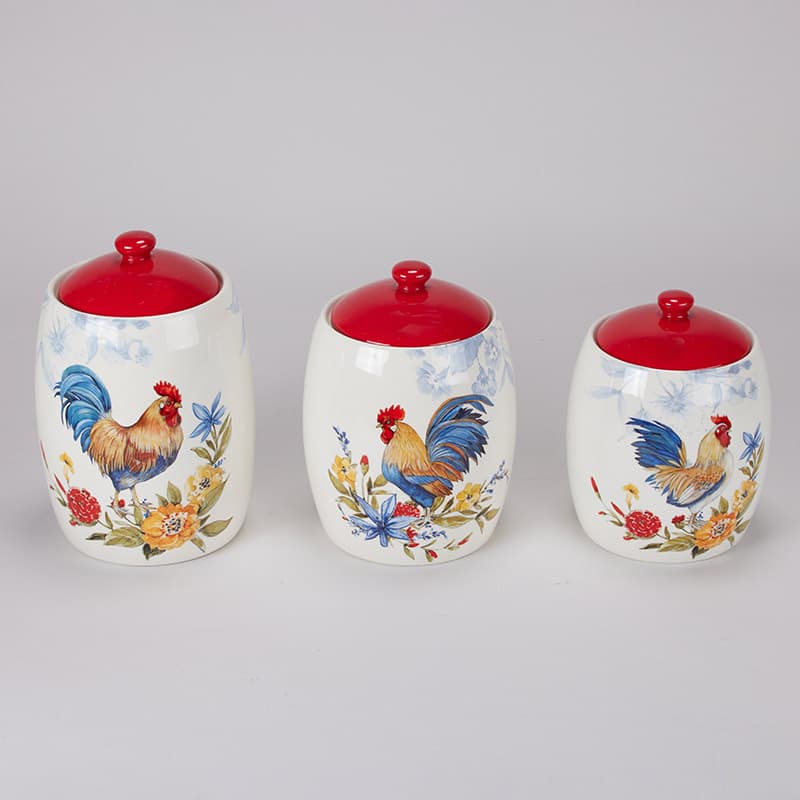 Chalkboard Rooster 3 Piece Kitchen Canister Set Home Essentials and Beyond  - Yahoo Shopping