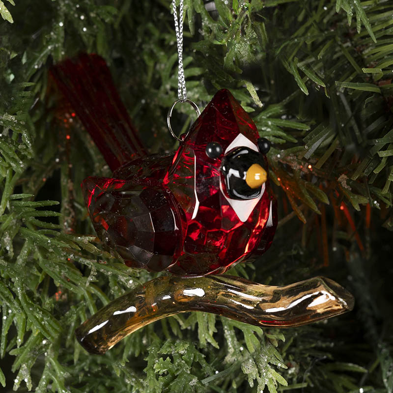 Cracker Barrel Cardinal On Branch Ornament
