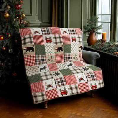 Your Lifestyle Holly Forest Cotton Quilted Throw Blanket