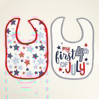 2 Pack My 1st 4th of July Bib Set
