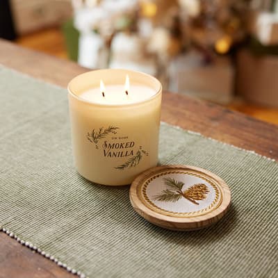 21.4 Oz Embroidered Pinecone Lid Candle