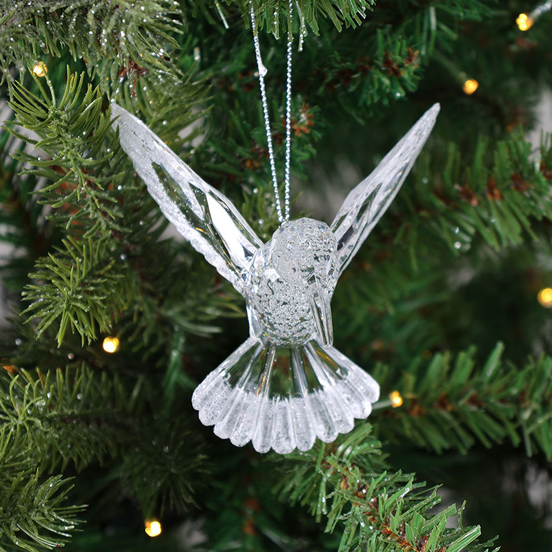 Frosted Acrylic Hummingbird Ornament Cracker Barrel