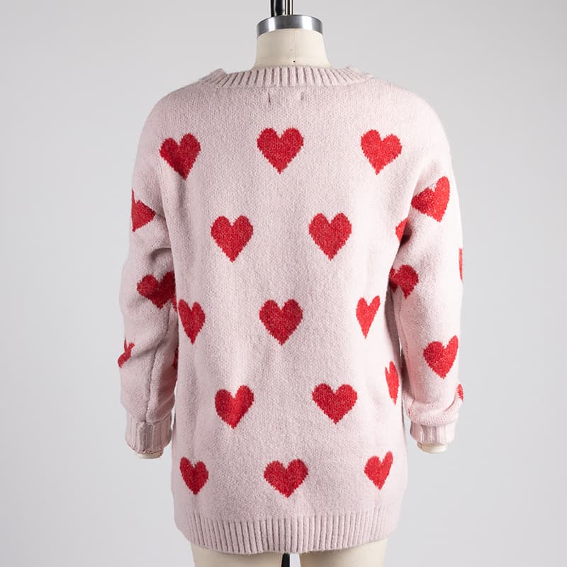 Pink Sweater with Red Hearts - Cracker Barrel