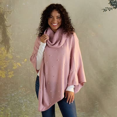 Blush Poncho with Pearls